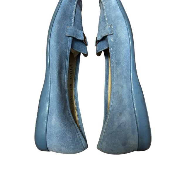 Blue Suede Loafers Quiet Luxury Minimal Chic Slip-On Comfort Old Money Luxe 7.5 - Picture 8 of 10